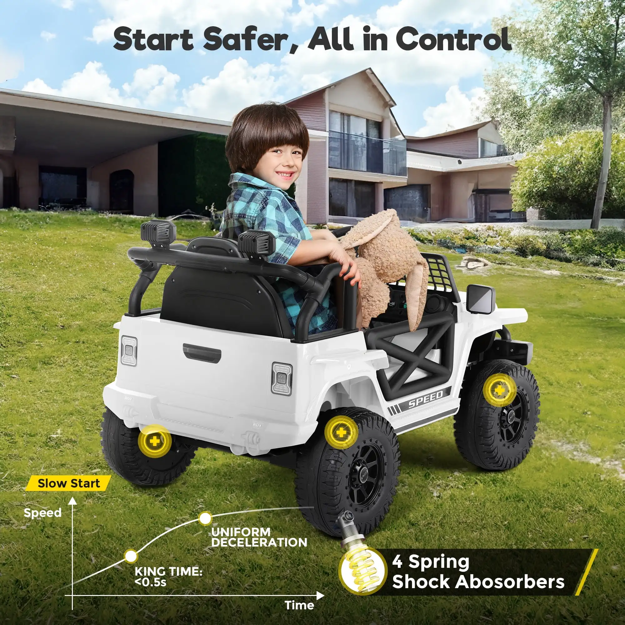 12V 7Ah Kids Remote Control Ride On Truck Single seat Off-Road Riding Toy Battery Powered Riding Toys Enthusiasts LED Light