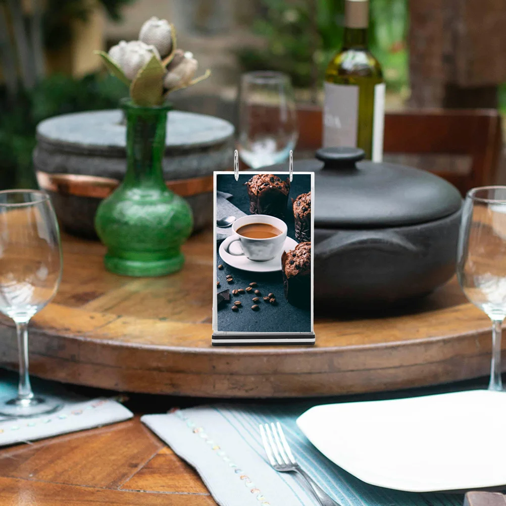 2Pcs Freestanding Menu Display Stand Flip Function Tabletop Sign Holder for Bar Restaurant Desk Showcase Stylish Build