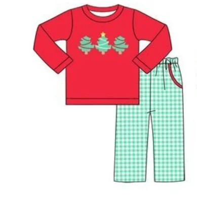 

Christmas Smocked Outfit Red Xmas Tree Print Kids Romper Set Sibling Matching Holiday Clothes Infant Toddler Festive Costum