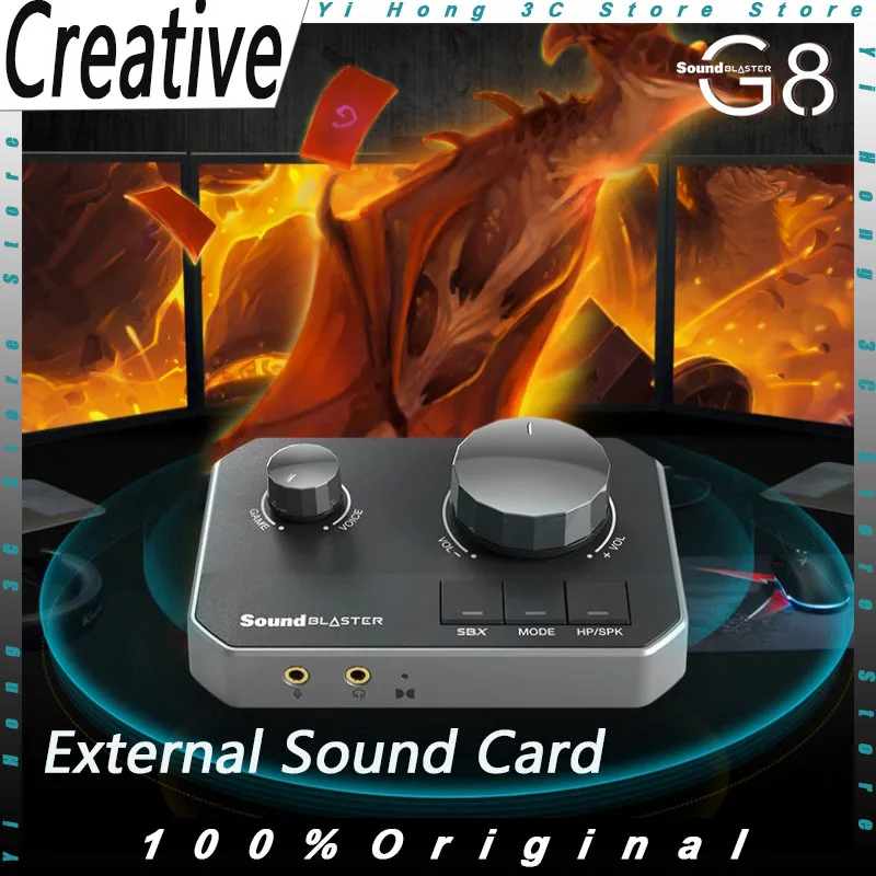 Creative G8 Sound Card Dual USB Sound Blaster Hi-res 32-bit/384 kHz Game DAC and Amplifier Custom Hifi Gaming Sound Cards Laptop