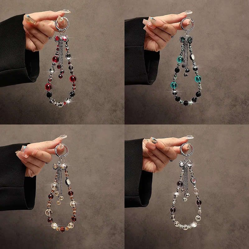 

Bow Tassel Phone Short Chain Crystal Phone Lanyard Universal Phone Anti Loss Lanyard Fashion Mobile Phone Short Wrist Strap