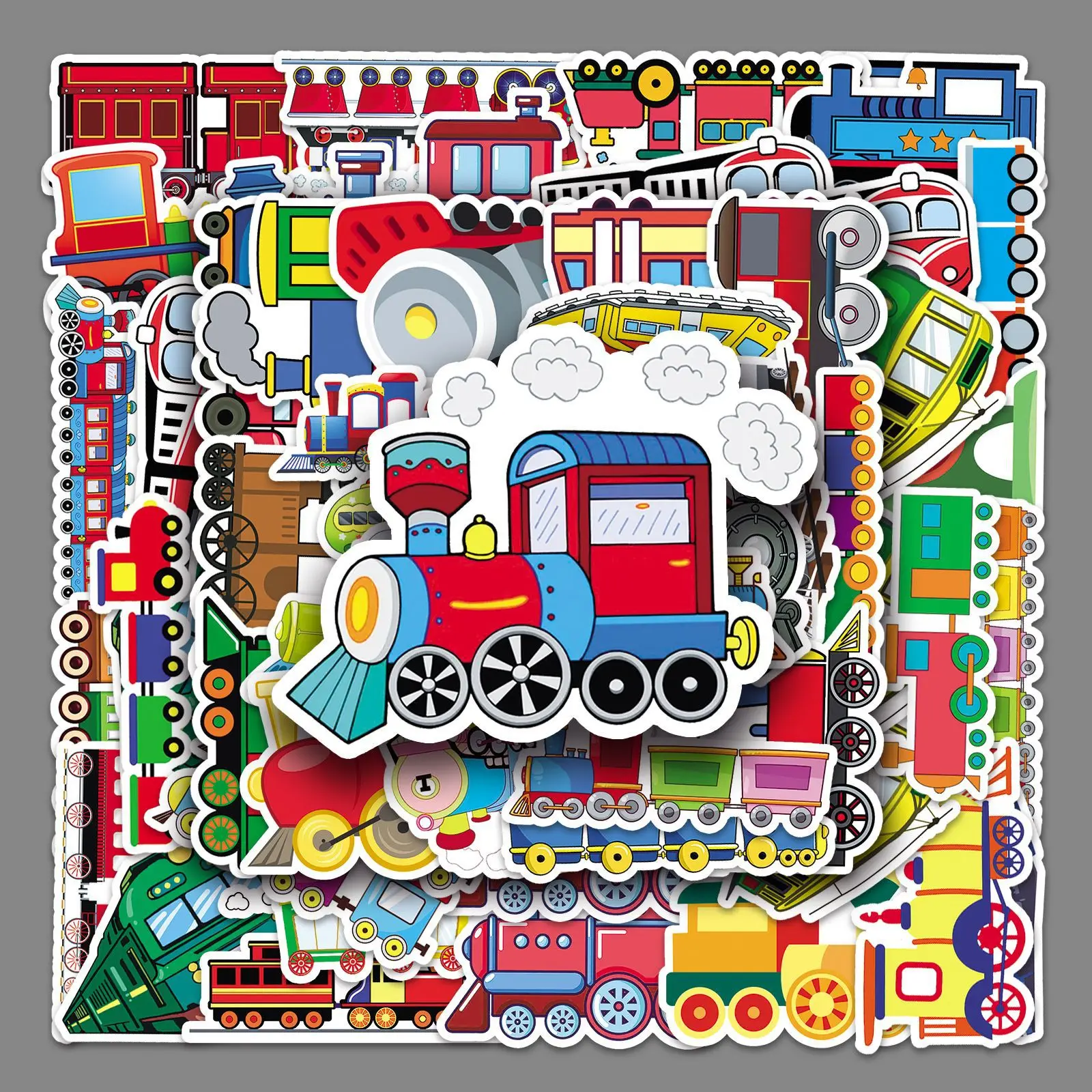 50 cartoon train creative stickers, skateboard luggage stickers, laptop car motorcycle decorations