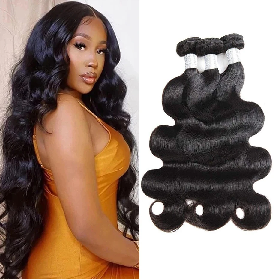 Brazilian Body Wave Bundles 100% Unprocessed Remy Human Hair Natural Black 10-40 Inches Extensions For Women