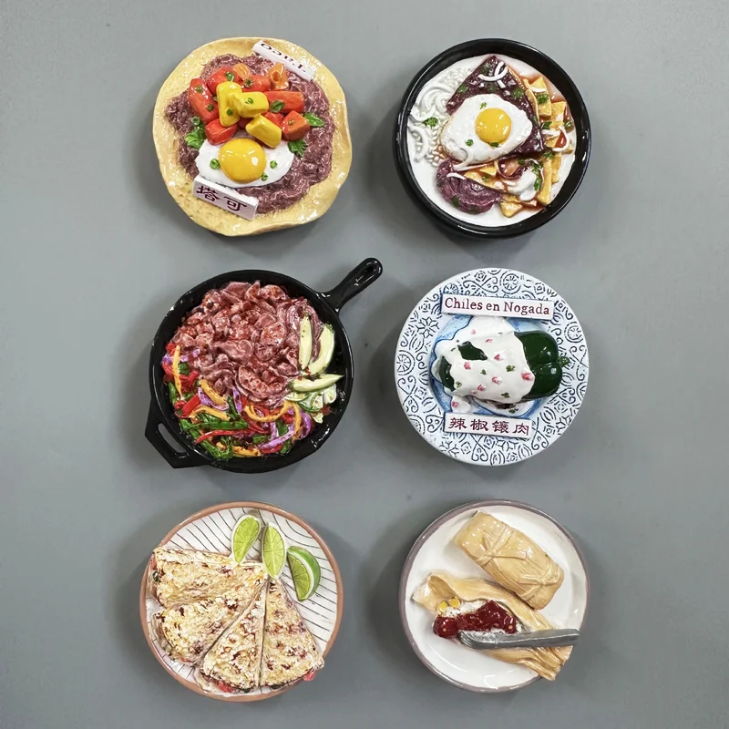 

10pcs Refrigerator Sticker Food Toy Hot Selling Creative Resin Magnetic Sticker Souvenir Mexico Specialty Food Home Decoration