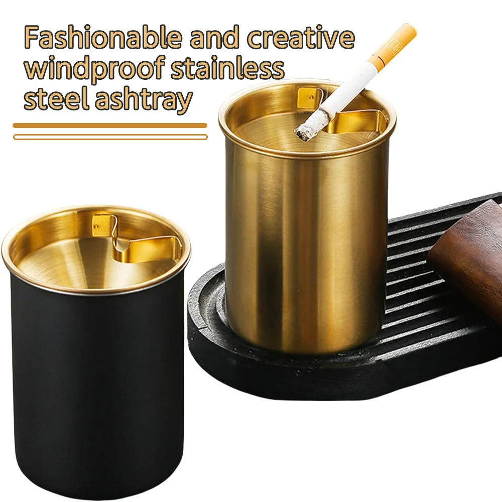 

Windproof and odor proof, with funnel lid ashtray, stainless steel windproof and ashless tray, suitable for balcony