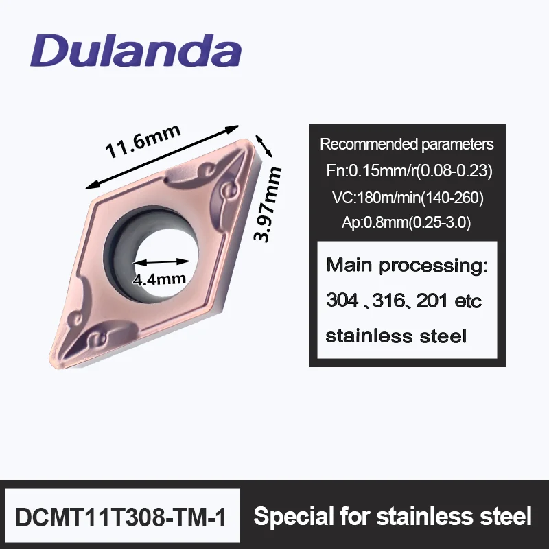 

High Quality DCMT11T304/308 LP8015 Internal Turning Tool Carbide Insert CNC Lathe Machining Stainless Steel