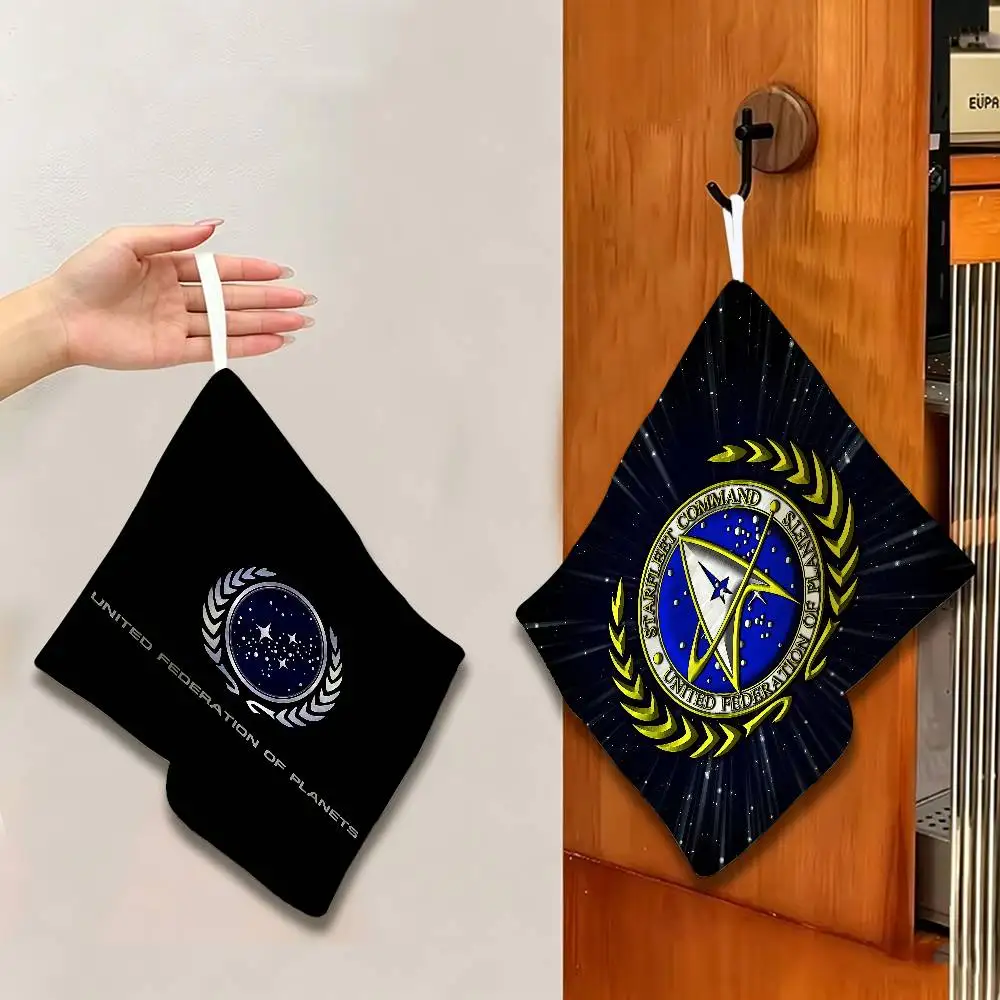 S-star Trek Hanging Kitchen Towel, Polyester Cotton Fabric, Absorbent Hand Wiping Towel for Home Dormitory