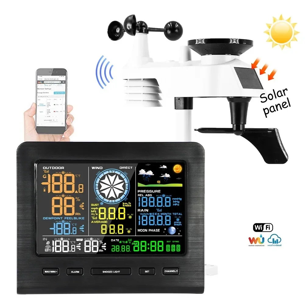 2025Outdoor internet measure temperature pressure humidity wind gauge rain gauge wireless weather forecast station