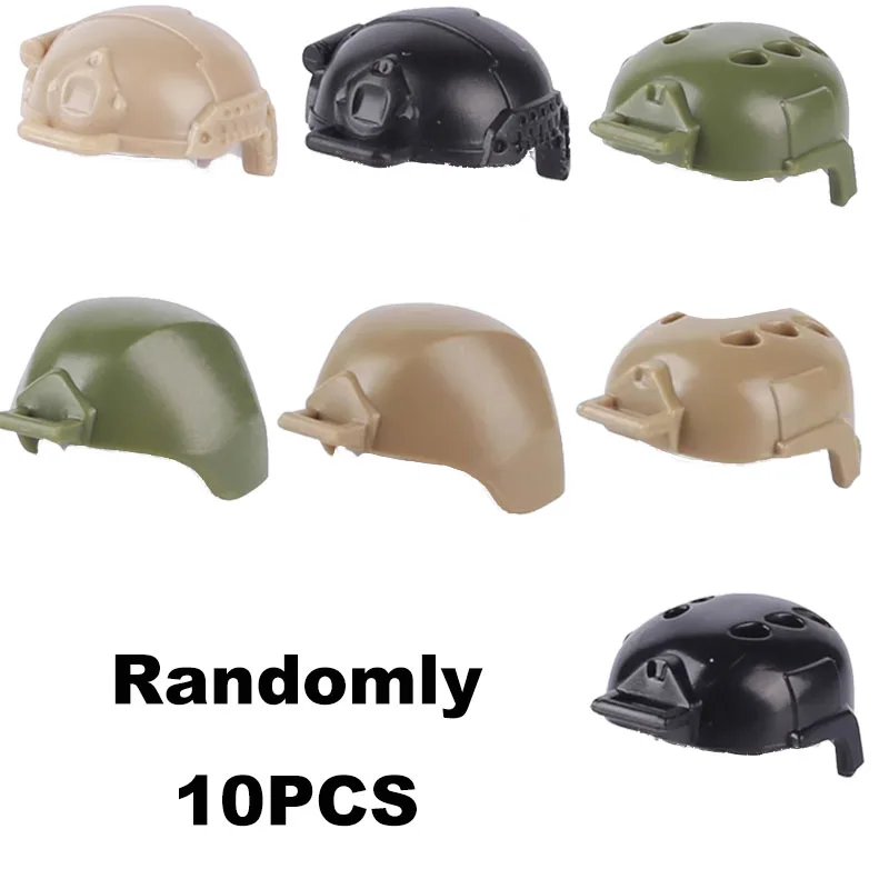 MOC Soldier Figures Accessories Building Blocks Baseball Beret Officer Hat Motorcycle Helmet Cap Neck Beard Assemble Bricks Toys