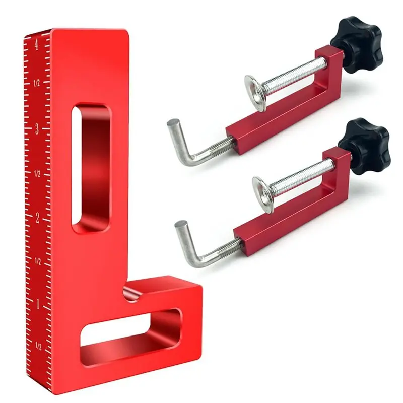 

ABYN-Right-Angle Frame Universal Fence Clamps 360 Degree Rotation Adjustable Fixed G Type Fast Clamp Woodworking Tools(Red)