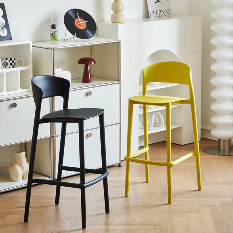 

Современные скандинавские барные стулья со спинкой, пластиковые эргономичные барные стулья для спальни, черный балкон Sillas Para Comedor, модная мебель