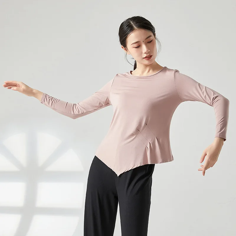 Roupas de prática de dança feminina primavera e verão novas roupas de dança topos soltos roupas de treinamento de corpo dança