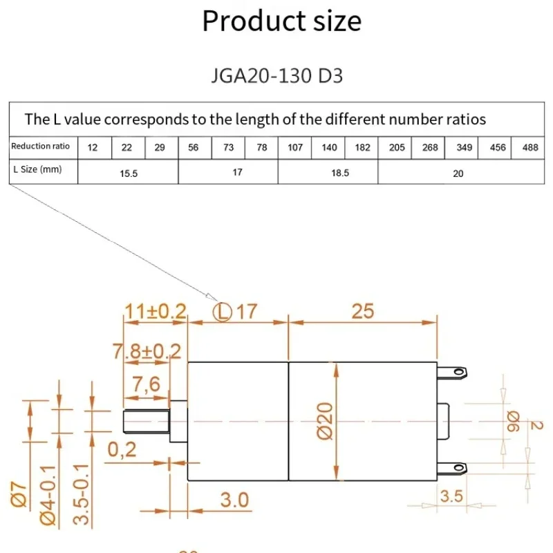 DC 6V 12V 24V Gear Motor 20 21 28 37 - 833 RPM CW CCW Speed Reduction Gearbox Motors JGA20-130 Electric Engine DIY Accessories
