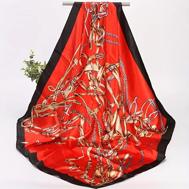 National Wind Printed Bandage Silk Scarves 90X90 Elegant Scarf