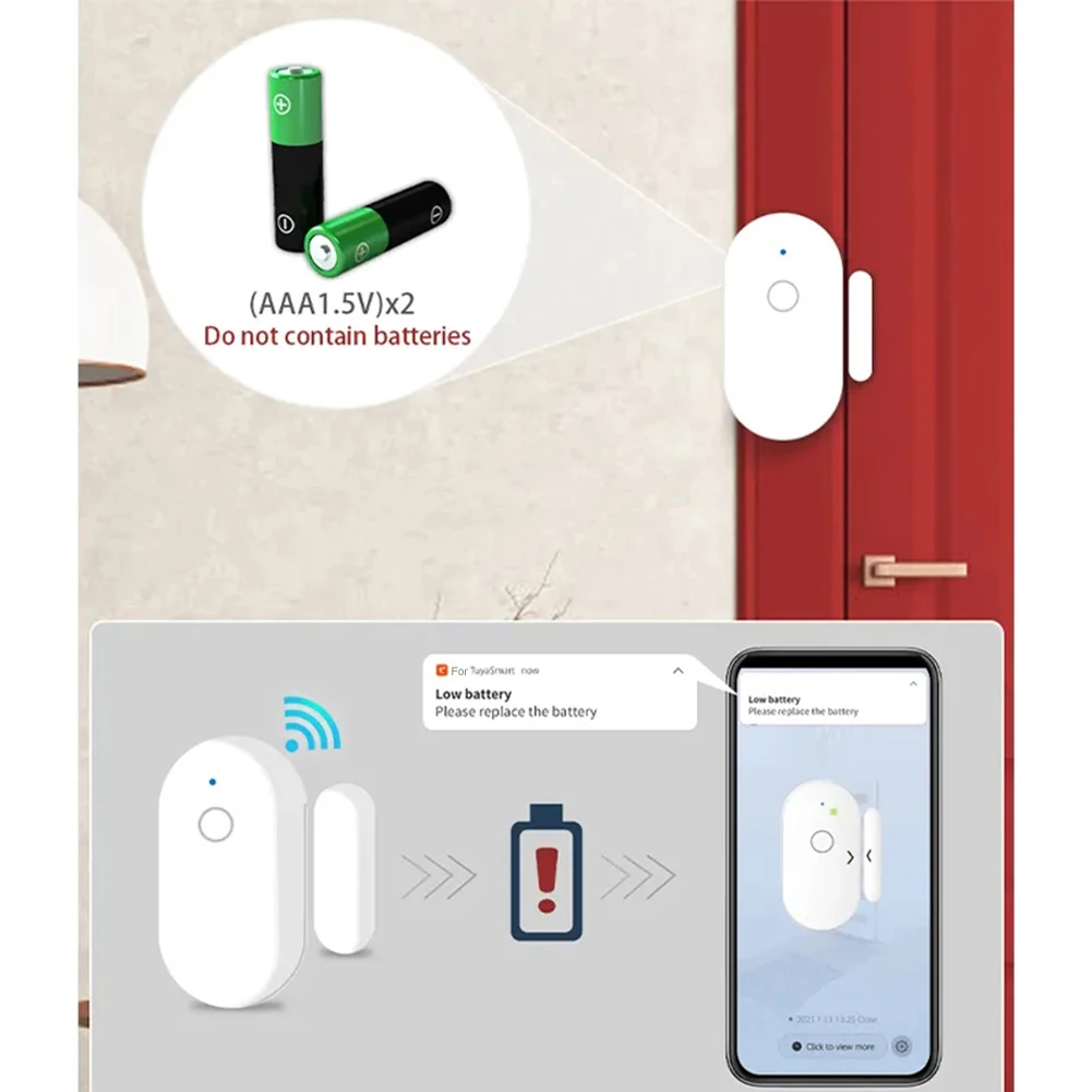 

Умный Wi-Fi дверной детектор для датчика окна для Tuya APP, уведомление, охранный инструмент для обустройства дома, аксессуар на складе