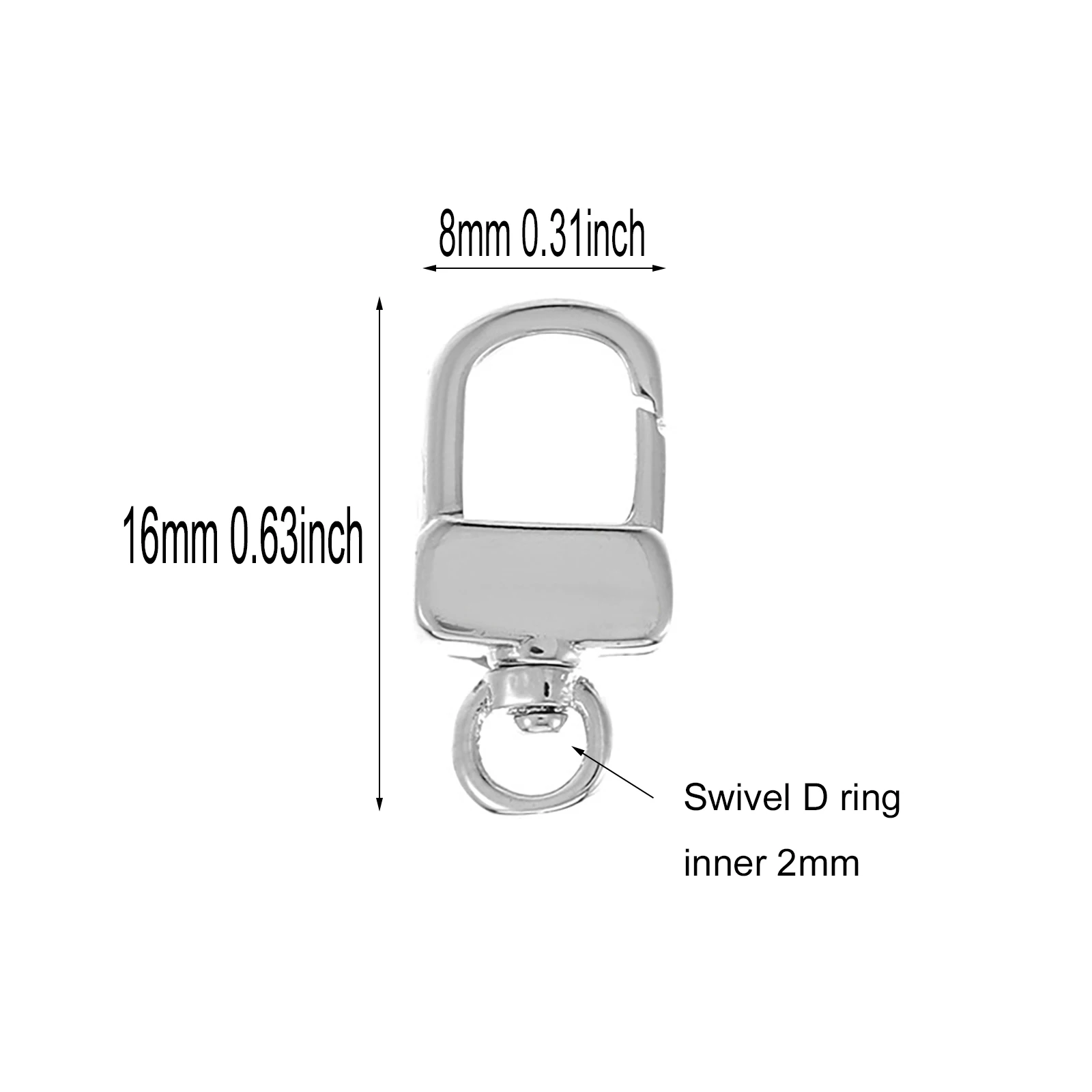Platinum Plated Oval Rectangle Brass Spring Snap Carabiner Clasp Chain for DIY Pearl Gems Necklace Bangle Jewelry Making