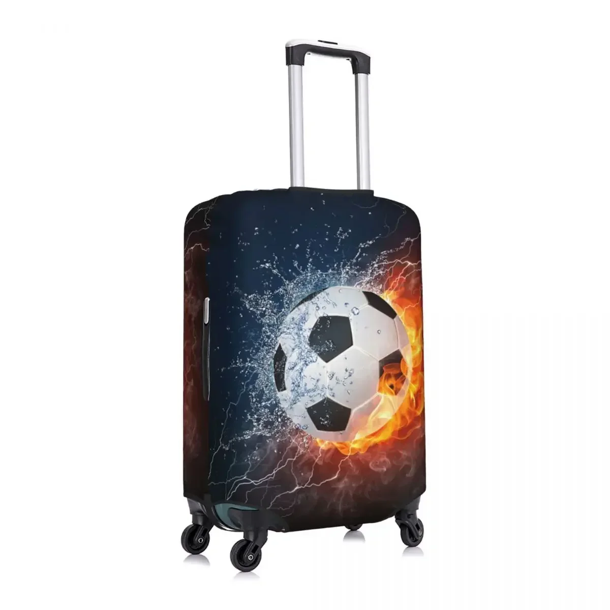 Custom Soccer In And Water Luggage Cover Protector Cute Football Travel Suitcase Covers for 18-32 Inch