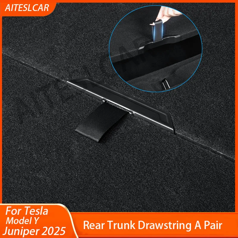 For Tesla Model Y Juniper 2025 Rear Trunk Rope Draw String Tail Box Cover Handle Pull Strap Auxiliary Handle Car Accessories