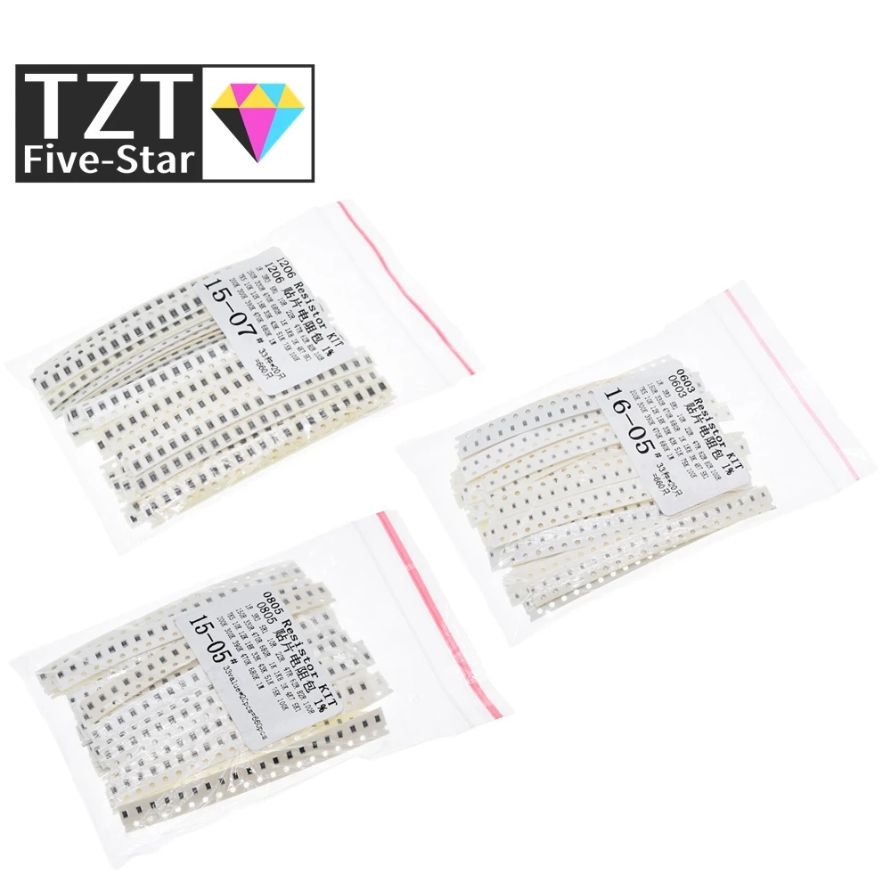 TZT  0603 0805 1206  SMD Resistor Kit Assorted Kit 1ohm-1M ohm 1% 33valuesX 20pcs=660pcs Sample Kit