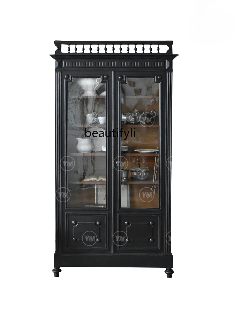 

Chinese atmospheric wine cabinet retro engraved locker open drawer storage display cabinet