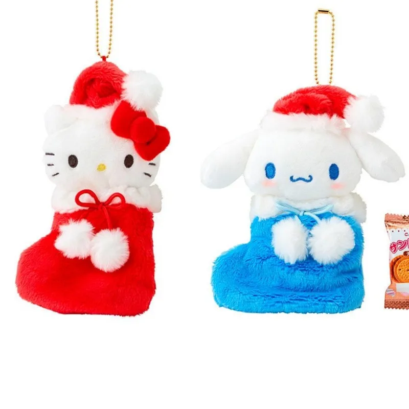 

October Sanrio Christmas Stocking Series Kitty Cinnamoroll Little Twin Stars Plush Hanging Ornaments Anime Toy for Children Doll