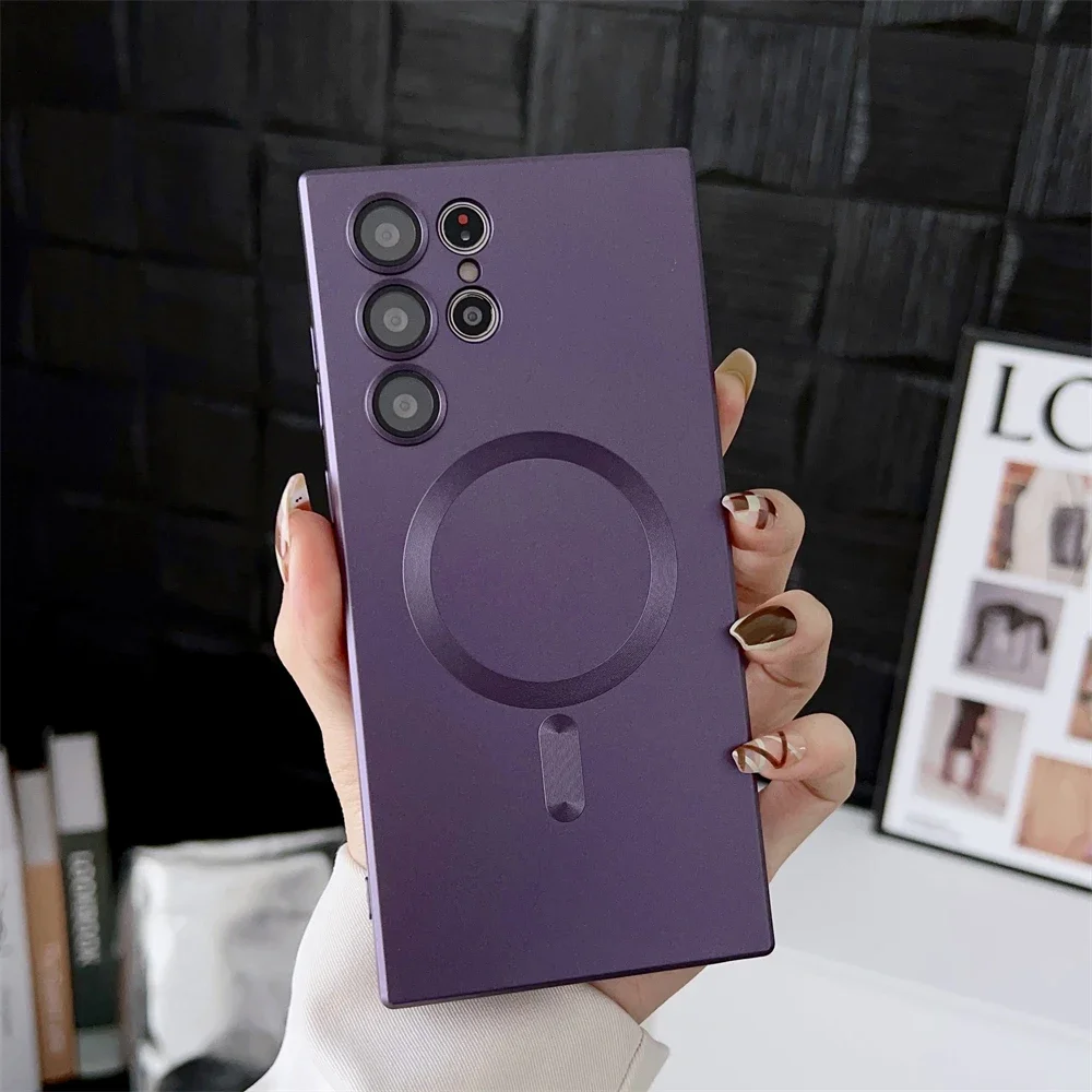 Luxe Matte Magnetische Case voor Samsung S25 S24 S23 S22 Ultra S21 S20 Plus Capa voor Samsung Note 20 Ultra Magsafe telefoon Cover