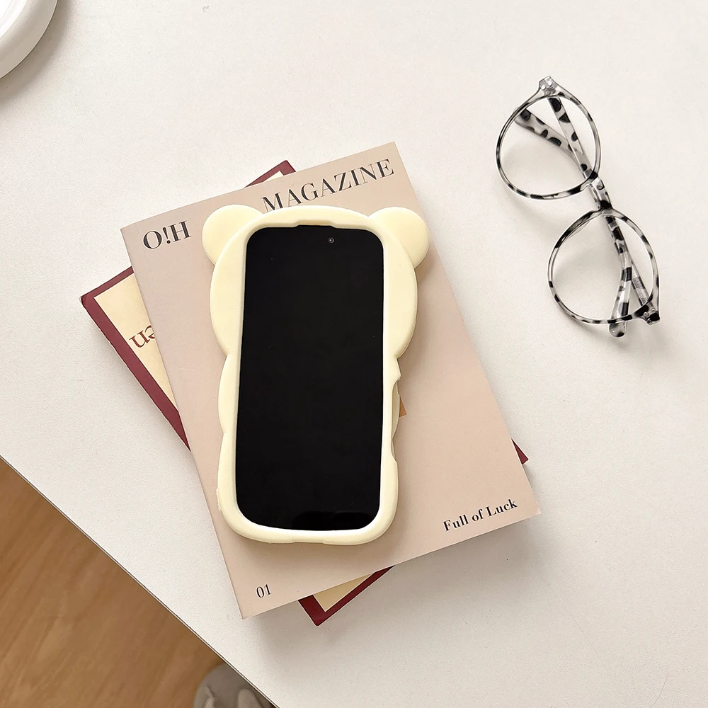 لطيف نظارات Rilakkuma الدب الحال بالنسبة آيفون 16 زائد 15 14 13 12 11 برو X XS ماكس XR 6 7 8 زائد SE ثلاثية الأبعاد الكرتون لينة غطاء سيليكون #4