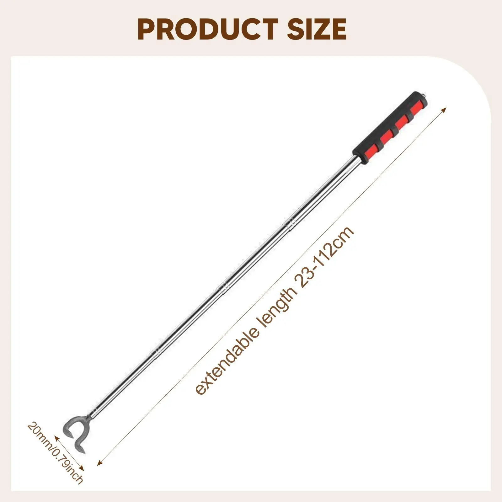 Telescopic Mushroom Picking Tool Stainless Steel Two Prongs Sturdy Reaching Aid Compact Portable