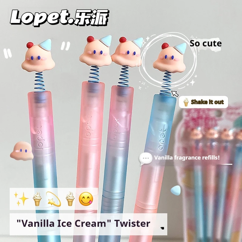 

4 шт., милая поворотная ручка Lopet Kwaii, меняющая цвет арбуз/ванильный крем, декомпрессионный стило с черным сердечником, быстросохнущий, канцелярские принадлежности, подарок
