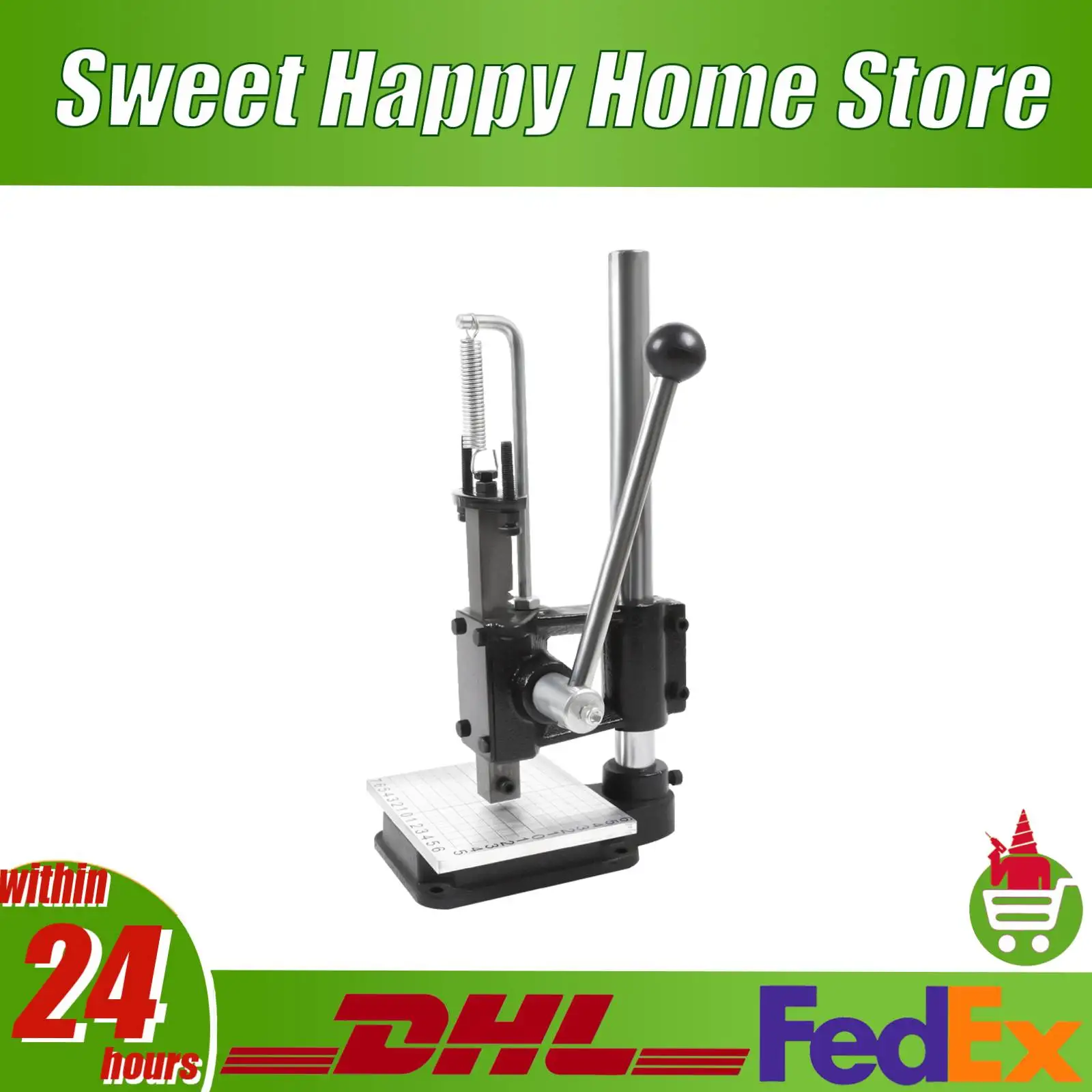 

Manual Press Puncher Leather Craft Tool Cast Iron Punching Stamping Machine with Scale Plate for Leather Paper Fabric DIY