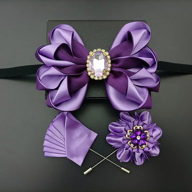 Handmade High-end Men's Shirts Wedding Banquet Clothes Butterfly Tie Pockets Chest Sets Jewelry Accessories