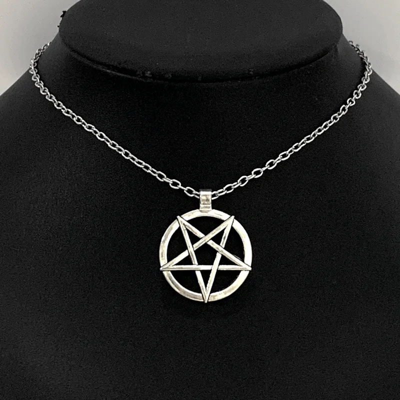 Fashion Inverted Pentagram Pendant Satanic Symbol Necklace Unisex Amulet Jewelry