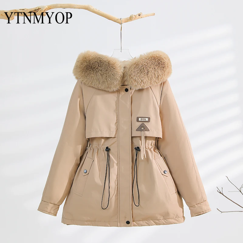 New Fashion Coat fodera in lana Parka con cappuccio donna Parka Winter Warm Snow Wear abbigliamento imbottito Outwear Abrigos Para Mujer