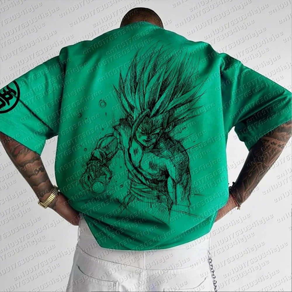Dragon Ball Animation T-Shirt für Herren, Sommer, neu, doppelseitiger Druck, locker geschnitten, lässig, Harajuku, trendig, kurzärmelig, Eltern-Kind-Oberteil – Detail 6