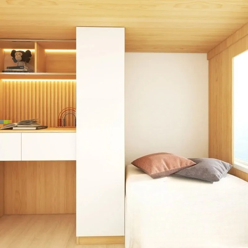Hong Kong small-sized public housing children's room floor, upper and lower bed, desk, wardrobe, integrated tatami, whole