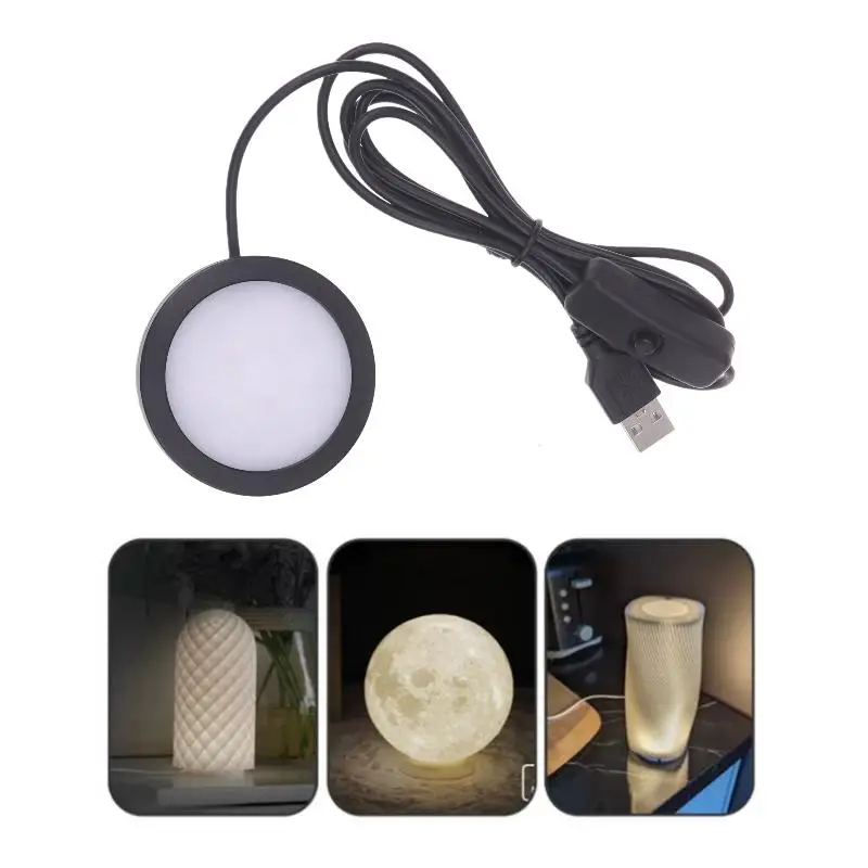 NEW 1Pc For Bamboo Led Light Parts DIY Model Warm/White/Neutral Black USB Round Ultra-thin Light For Bambu Lab Lamp Kit Hardware