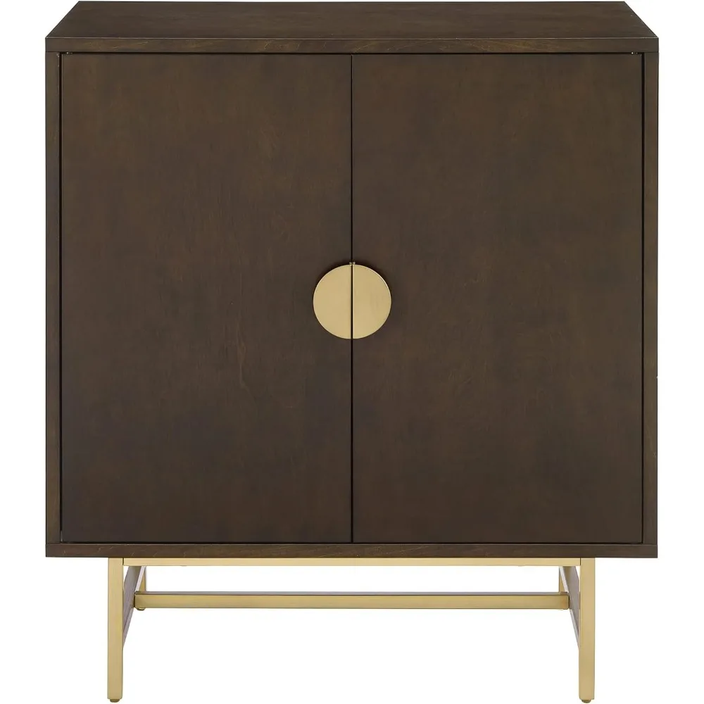 ตู้บาร์ Blair พร้อมชั้นเก็บของและชั้นวางไวน์ สีน้ําตาลเข้ม/ทอง