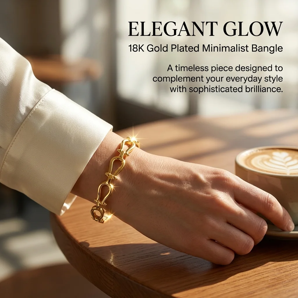 Elegant Gold Color Snap Bracelet, Stainless Steel Horseshoe Design Bangle, Luxe Feel Women's Jewelry (60mm Inner Diameter)