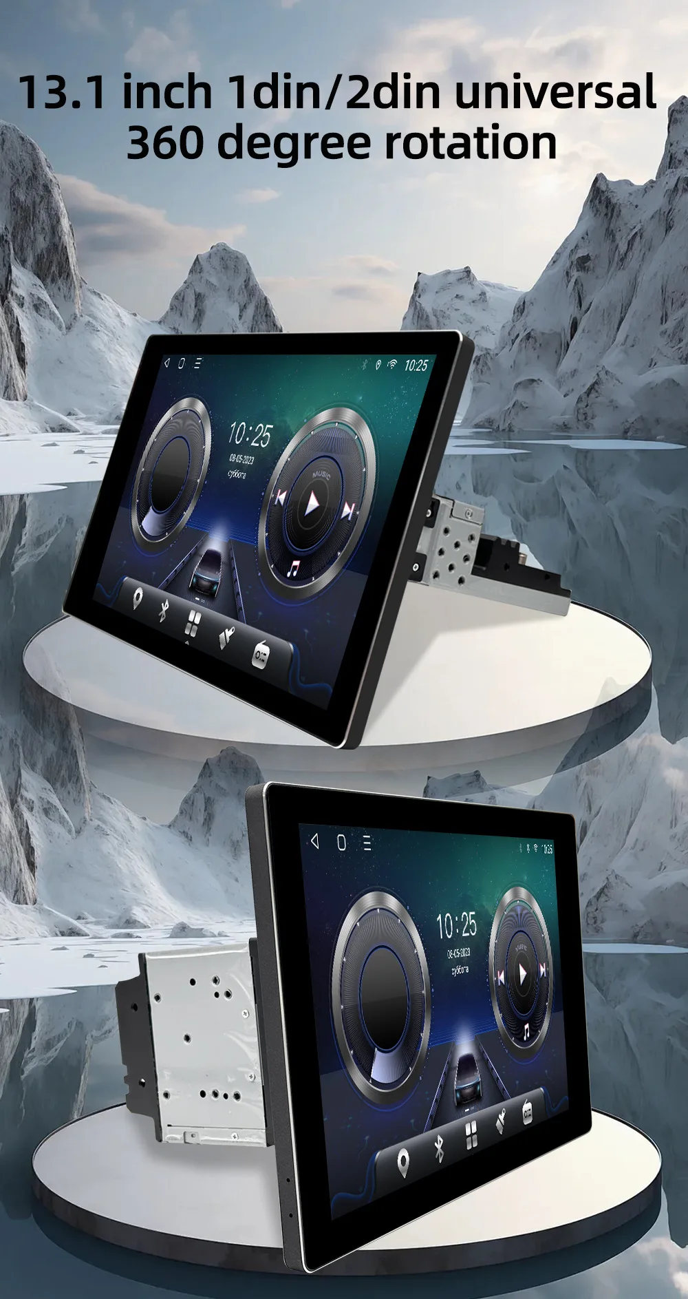 Android13 Auto Carplay 360° Rotation Screen Car Stereo Radio Degree Car Multimedia GPS Player Universal 1 Din 2 Din DSP BT