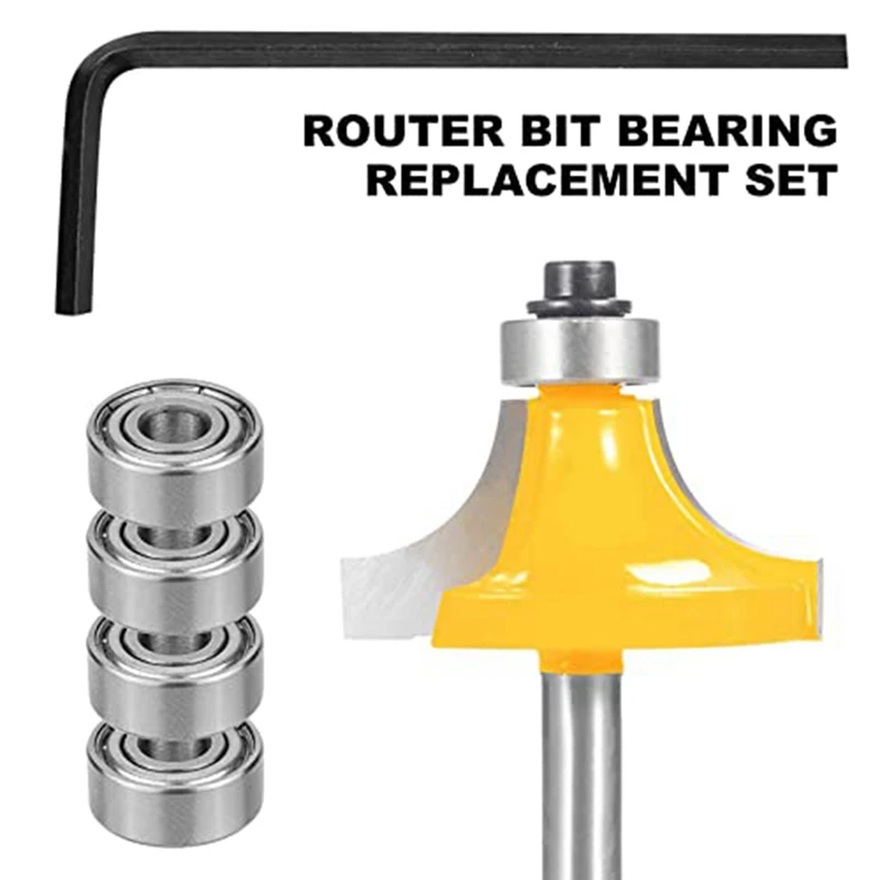 PORK-Router Bit Rolamentos Kit de rolamento superior de broca de roteador Diâmetro interno: Conjuntos de rolamentos de broca de roteador de 3/16 polegadas