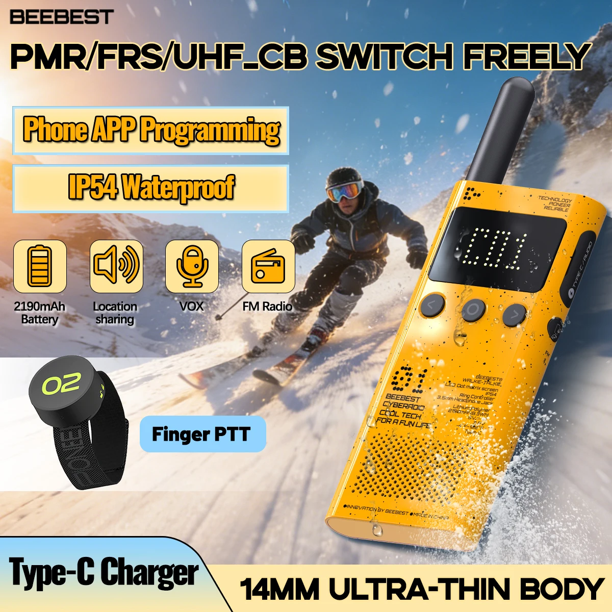 beebest-a101os-lito-walkie-talkie-switchable-frequency-bands-pmr-frs-uhf-finger-ptt-bluetooth-programming-ultra-thin-ham-radio