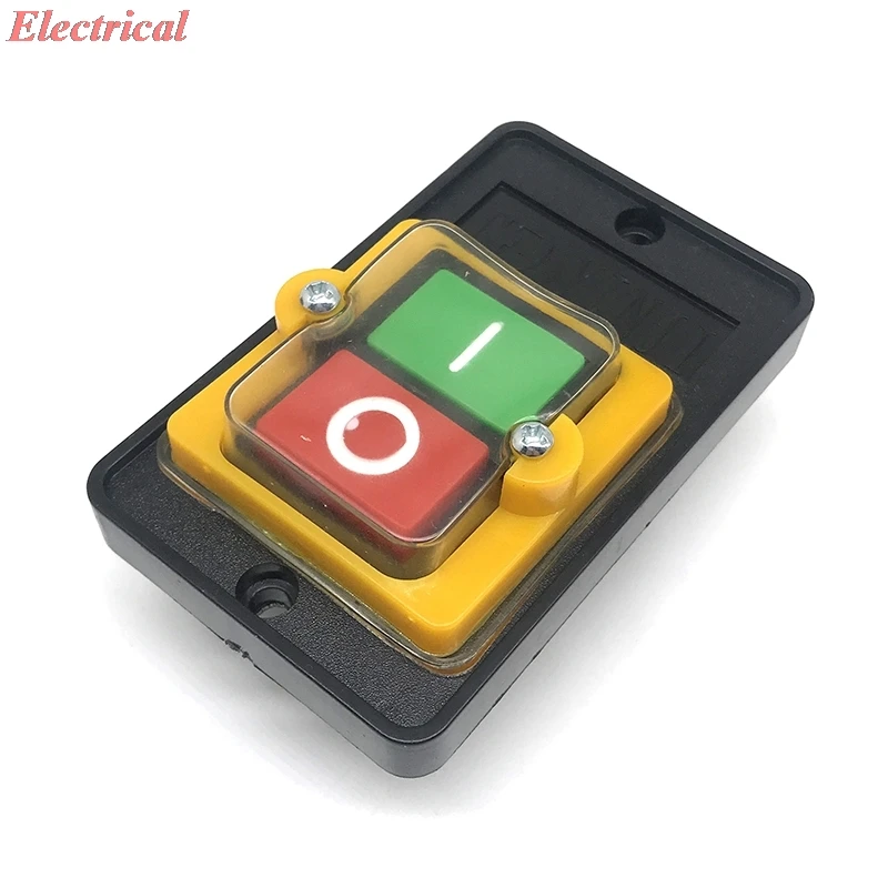 1pc AC 380V 2KW ON/OFF 3 Phase Waterproof Latching Plastic Power Motor Drill Saw Cutter Start Stop Switch Machine Tool Button