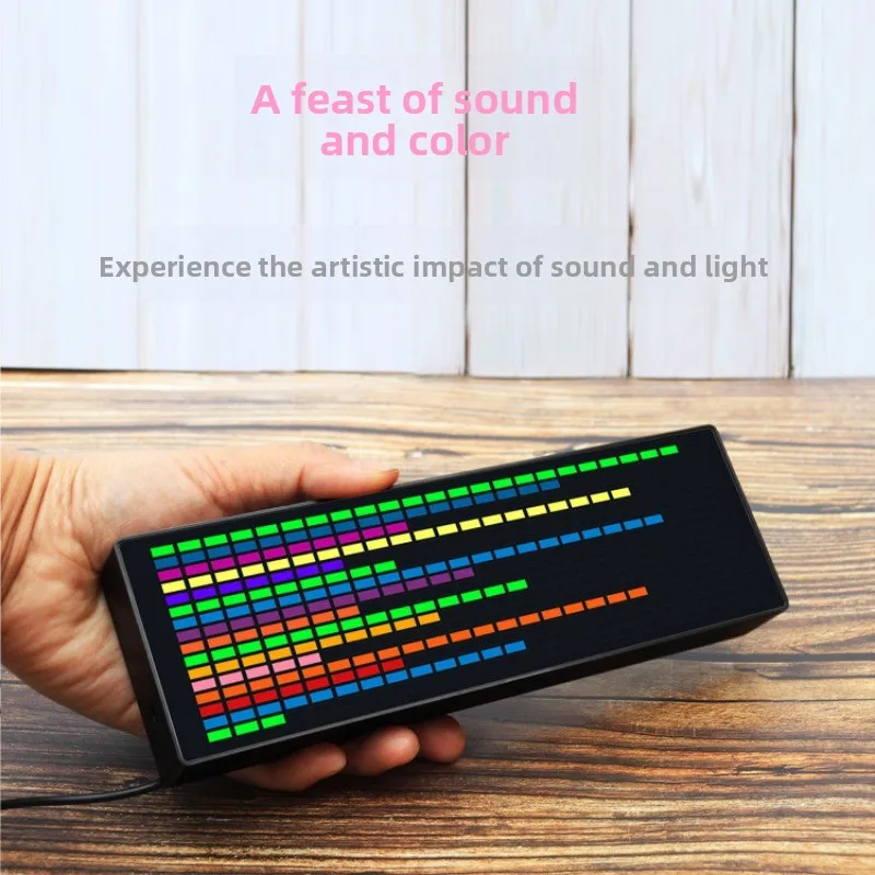 Colorful LED Music Spectrum Electronic Clock Sound Control Rhythm Light 1624RGB Pickup Atmosphere Level Indicator