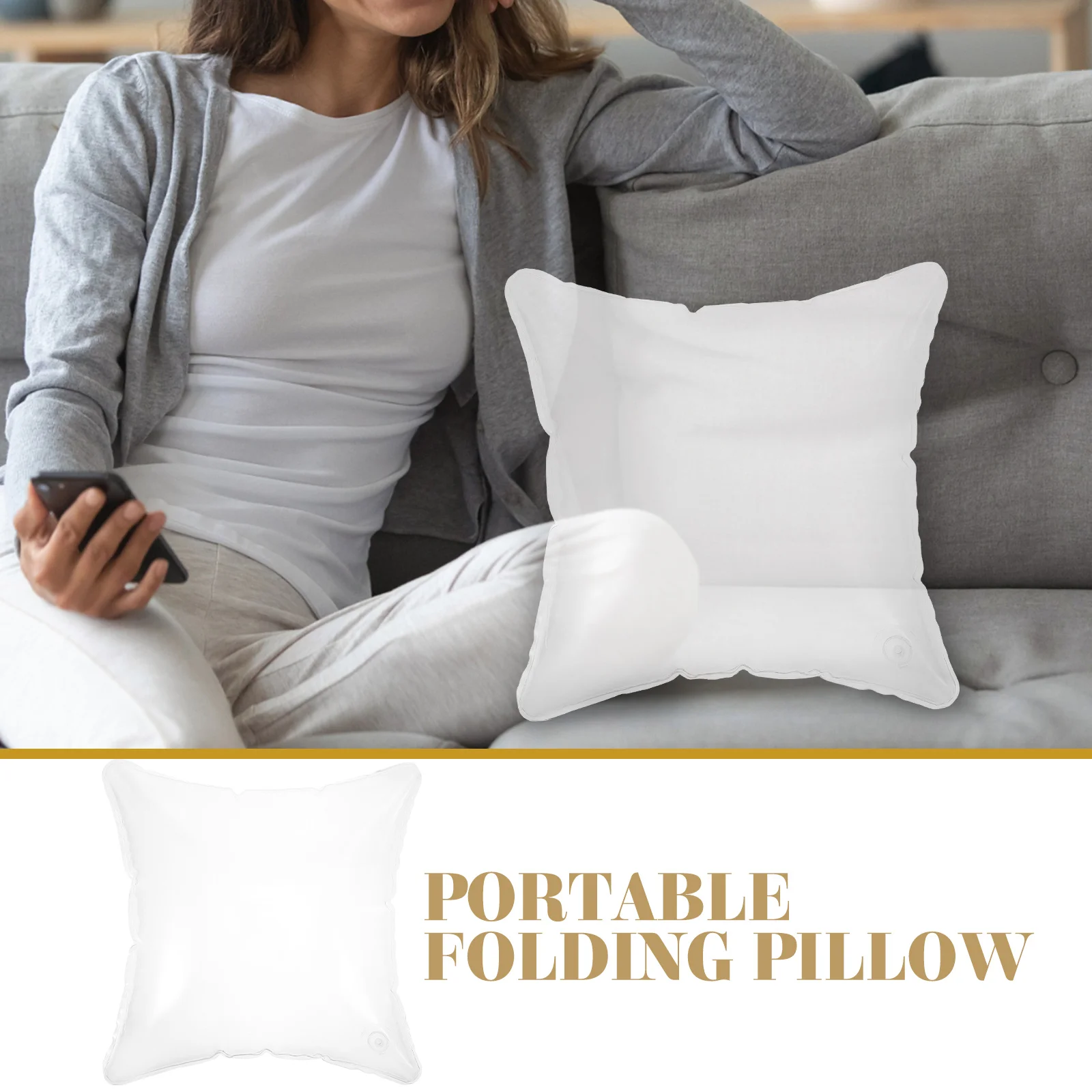 

Creative Inflatable Pillow For Camping Transparent Portable Outdoor Sofa Cushion Adjustable Height Foldable Air Valve