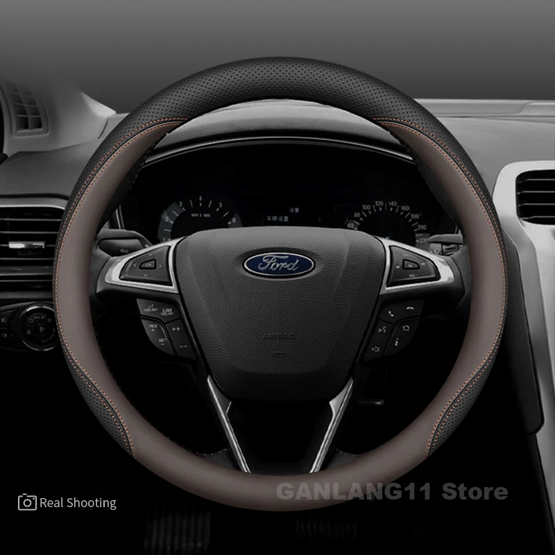 الجلود غطاء عجلة القيادة سيارة لفورد ايكوسبورت رينجر اكسبلورر F-150 F-250 سلسلة إقليم التركيز 2025 اكسسوارات السيارات