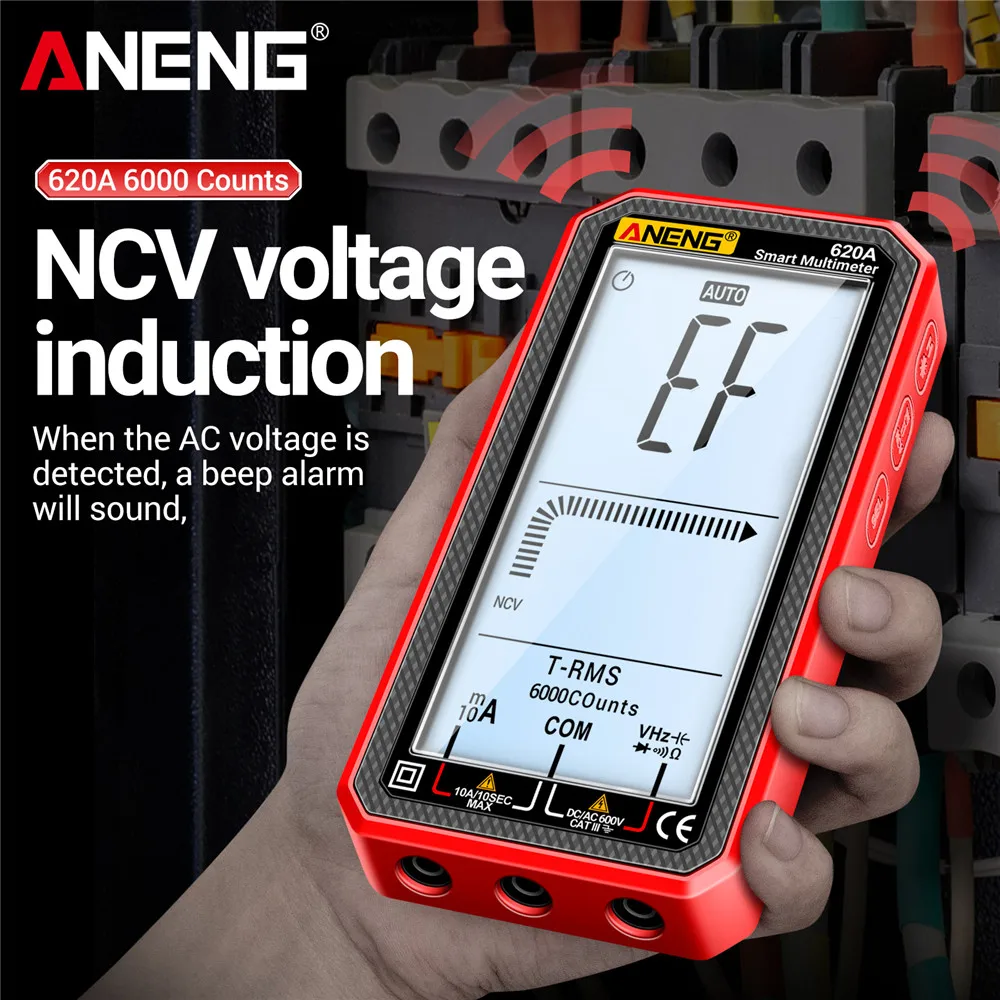 Full Screen Multimeter Professional ANENG 620A AC/DC Voltage Current Meter Diode True RMS Capacitor Temp Resistance Hz Tester