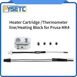 For Prusa MK4 24V 40W Heater Cartridge Thermometer line and Heating Block Kit for Prusa MK4 3D Printer Extruder