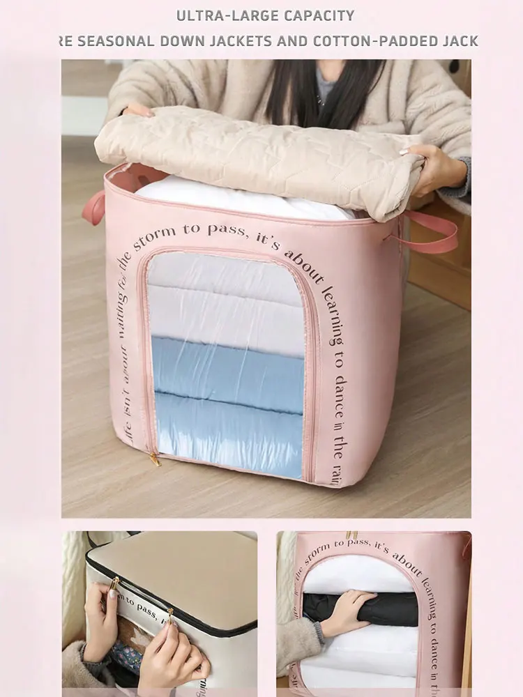 قطعة واحدة من حقيبة تخزين الملابس الشفافة للخريف والشتاء، وخزانة ملابس منزلية، وسترة سفلية مقاومة للغبار #4