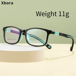 Xbora Boys and Girls Square Eyeglass Frame Classic Flexible Kids Glasses TR90 Optical Prescription Glasses Myopia 66065