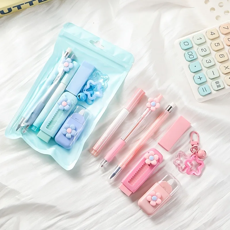 7 in 1 multi-functional stationery set, including neutral pen, eraser, ballpoint pen, office & study, back to school, Christmas